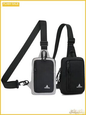 Pack of 2 Nylon Crossbody Sling Bags Dual Pocket Water Resistant Fanny Pack